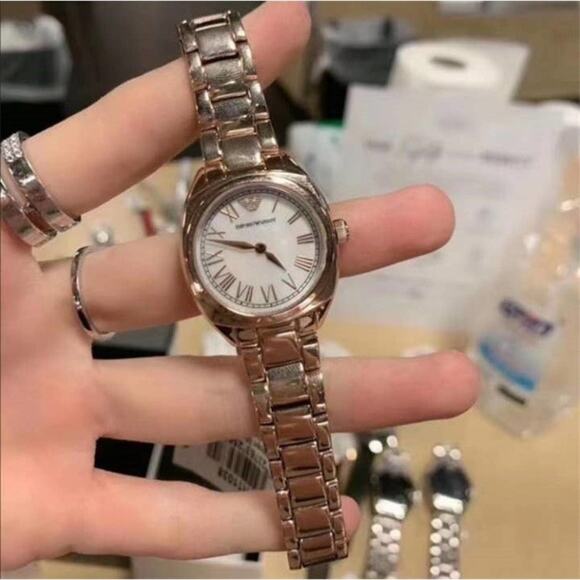Emporio Armani AR11038 Ladies Watch Gamma Stainless Steel Band Rose-Tone 28 mm